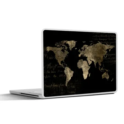Produktbild von MuchoWow® Laptop Aufkleber Sticker Cover Weltkarte - Gold - Vintage 25x18 cm - Laptop-Deko