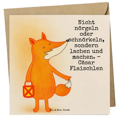 Produktbild von Mr. & Mrs. Panda Grußkarte Fuchs Laterne Design - Weiß - Geschenk, Sankt Martin, Klappkarte, Optimistisch, doppelkarte, Füchse, Laternenumzug, anlasskarte, Positiv