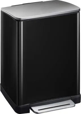 Produktbild von EKO - E-Cube Treteimer 50 Liter - Stainless steel Plastic  - Schwarz, Matt Edelstahl