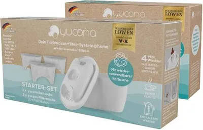 Produktbild von yucona® Wasserfilter Starter-Kit für ca. 6 Monate alle Filterkannen-Systeme Wiederverwendbar 96% Plastikersparnis Aktivkohle aus Kokosnussschalen