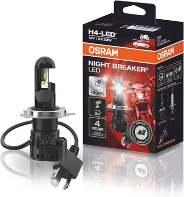 H4 OSRAM LED NIGHT BREAKER Scheinwerfer Lampen Birnen MIT ZULASSUNG für Motorrad – Produktansicht