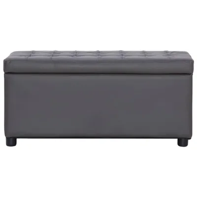 Image de vidaXL Ottoman avec espace de rangement 87,5 cm Gris Similicuir
