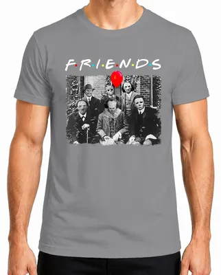 Immagine prodotto di Horror Friends Parody Halloween Masks Pennywise Jason Michael Maglietta da uomo, grigio, S
