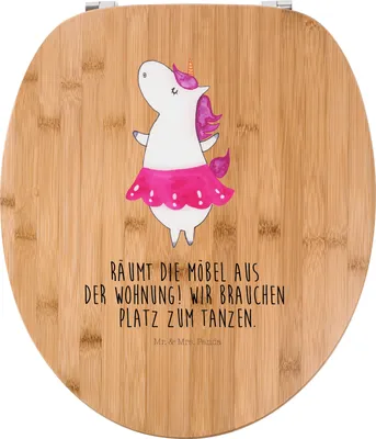 Produktbild von Mr. & Mrs. Panda Toilettendeckel Einhorn Ballerina - Transparent - Geschenk, Geburtstag, Einhörner, Klo-Deckel, Unicorn, klo deckel, Wohnung, WC Brille, WC-Sitz, Deko