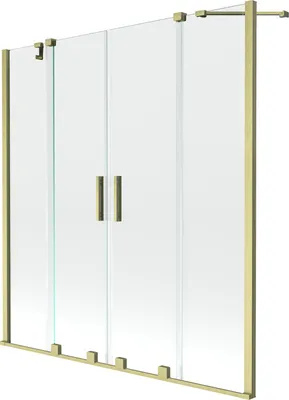 Produktbild von Mexen Velar Duo 2-Flügel-Badewannenwand Regulierbare 140 x 150 cm, transparent, Gold gebürstet - 896-140-000-02-55
