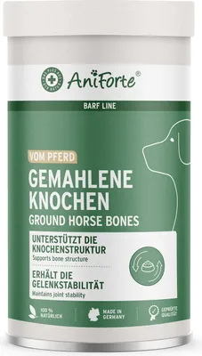 Produktbild von AniForte Gemahlene Knochen vom Pferd für Hunde & Katzen 1kg - Natürliches Calcium für Knochen & Gelenke, reines Knochenmehl als Futter- & Barf Zusatz