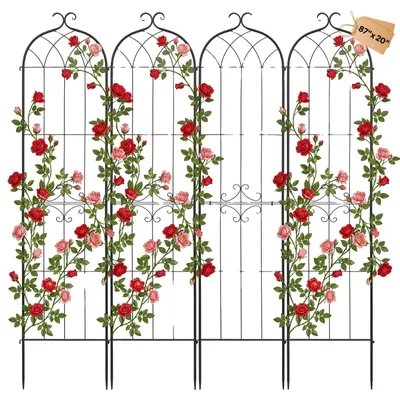 Zdjęcie produktu dla Kratka Vevor 220X52 5 Cm 4 Szt Metalowa Podpora Do Pnączy Ogrodowa Czarna