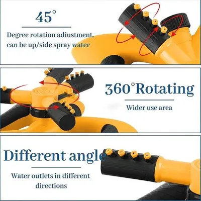 Produktbild von Gartenregner 360 Grad - Laufbar mit 3 Armen - Automatische Rotation - Ideal für Rasenbewässerung - ShopFlot