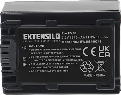 Produktbild von EXTENSILO Akku kompatibel mit Sony HDR-CX305VE, HDR-CX320E, HDR-CX350, HDR-CX320EB, HDR-CX350E, HDR-CX350V Kamera (1640 mAh, 7,2 V, Li-Ion)