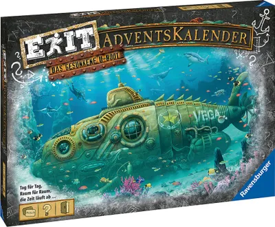 Produktbild von Ravensburger EXIT Adventskalender 2020 - Das gesunkene U-Boot Advent Exit Game