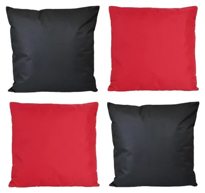 Produktbild von JACK 4x Outdoor Lounge Kissen 45x45cm viele Farben Dekokissen inkl. Füllung Wasserfest Sitzkissen Garten Stuhl, Farbe:2x Schwarz - 2x Rot