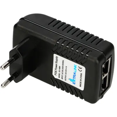 Produktbild von Zasilacz Extralink PoE 12V, 1A, 12W, zasilacz ścienny z dwoma portami RJ45