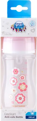 Image de Lovi, Biberon 240ml, à large ouverture, anti-colique, Nouveau-né 35/217, fleurs roses, 1 pièce