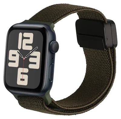 Produktbild von kwmobile Ersatzarmband kompatibel mit Apple Watch SE 44mm iWatch 9/8/7/6/5/4/3 44mm Armband - Nylonarmband mit Magnetverschluss - Grün