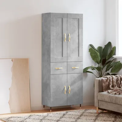 Produktbild von vidaXL Highboard Betongrau 69,5x34x180 cm Holzwerkstoff