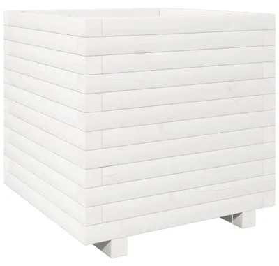 Image de vidaXL Bac à plantes blanc 50x50x49,5 cm pin massif