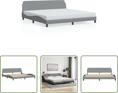 Produktbild von The Living Store Bettgestell mit Kopfteil Hellgrau 200x200 cm Stoff