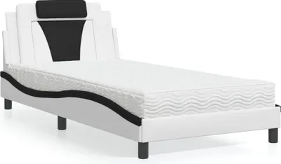 Produktbild von vidaXL Bett "Viana" mit Matratze Weiß und Schwarz 100x200 cm Kunstleder