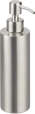 Image de Distributeur de savon, modèle sur pied, pour salle de bains, toilettes et cuisine, en acier inoxydable, 500 ml, couleur argent