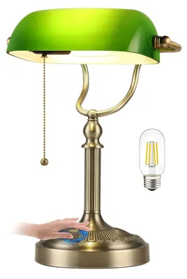 Bankiersbureaulamp, grünes Glas, dimmbar, LED, 39x28 cm