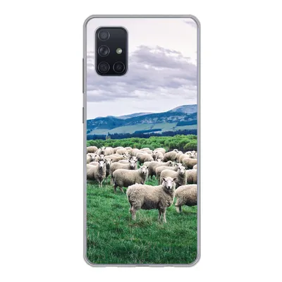 Produktbild von MuchoWow® Handyhülle Schutzhülle Hülle für Samsung Galaxy A71 Schafe - Natur - Gras Silikon Softcase Handy Hülle - Kartenbesitzer