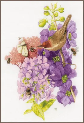 Produktbild von Lanarte Kreuzstich Stickpackung "Blumenbegegnung, Marjolein Bastin, Aida", Zählmuster, 35x50cm