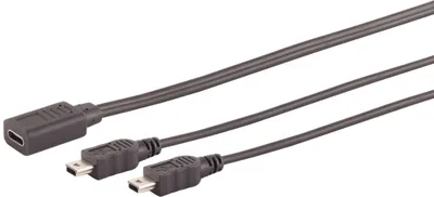 Produktbild von Adapter, USB C Buchse auf 2x USB Mini B Stecker, Y-Kabel, 2.0, schwarz, 0,3m