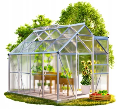 Zdjęcie produktu dla SZKLARNIA ALUMINIOWA 250 x 190 x 195 CM Z FUNDAMENTEM Z OKNAMI DACHOWYMI