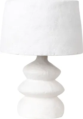 Zdjęcie produktu dla BELIANI Lampa stołowa biała z papier mâché lampka nocna handmade