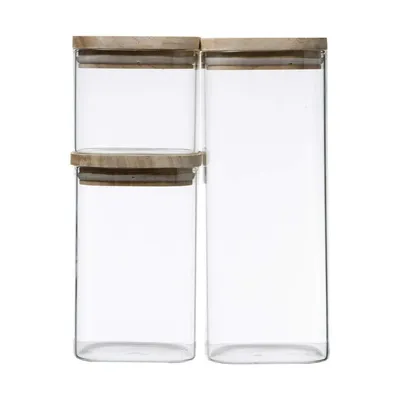 Produktbild von 3 stapelbare glasgefäße "hermet" holzdeckel - 5 five simply smart