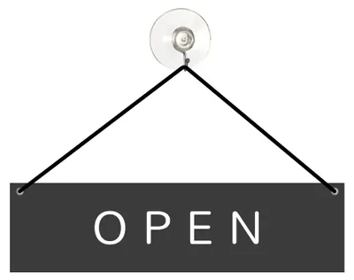 Produktbild von Elegantes Türschild Hängeschild Open/Close 30x8cm Alu/Dipond Geöffnet/Geschlossen Schild Saugnapf zweiseitig schwarz