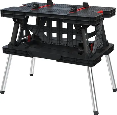 Produktbild von Keter Klappbarer Arbeitstisch mit Klemmen - 91x55,5x75,5 cm - Anthrazit/Rot