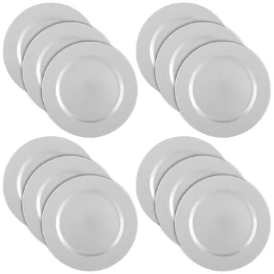 Produktbild von com-four® 12x glänzende Platzteller - wiederverwendbare Unterteller als Tischdekoration - edle Dekoteller für Hochzeit, Familienfeier, Weihnachten - Ø 33 cm Servierplatten
