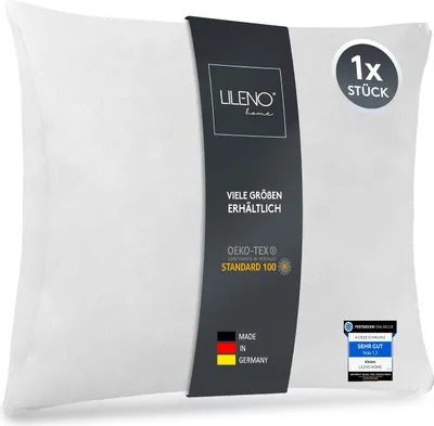 Produktbild von LILENO HOME 1er Set Kissenfüllung 40x40 cm - 40°C waschbares Innenkissen geeignet für Allergiker - Polyester Kisseninlet als Couchkissen, Sofa Kissen, Cocktailkissen und Kopfkissen