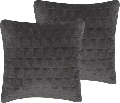 Produktbild von BELIANI Dekokissen 2er Set Grau aus Baumwolle 45 x 45 cm Wohnzimmer Salon Schlafzimmer