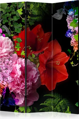 Produktbild von 3-teiliger Einseitiger Vlies Paravent - Summer Evening 135x172 cm Blumen b-C-0359-z-b