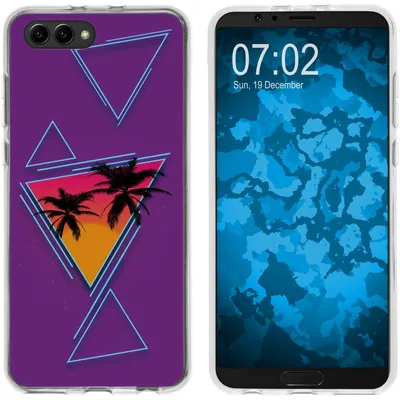 Produktbild von PhoneNatic Case kompatibel mit Huawei Honor View 10 Silikon-Hülle Retro Wave Palmen M3