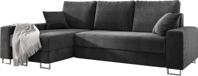 Produktbild von E-ZIMPAZ Sofa L-Form MORGAN Ecksofa mit Schlaffunktion Cord Sofa Polsterecke Eckcouch Wohnzimmersofa - Links Grau PS60