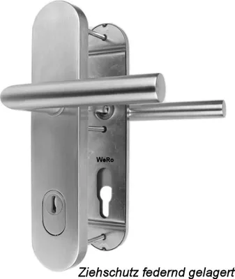 Produktbild von Edelstahl Schutzbeschlag für Haustüren Drücker / Drücker mit Zylinderabdeckung (32279)
