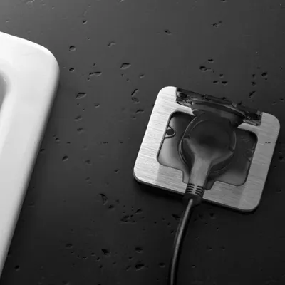 Image de Prise encastrée en acier inoxydable IP55 avec couvercle rabattable I Type E Français