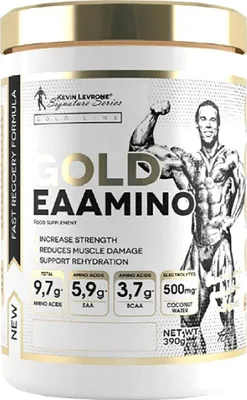 Produktbild von Kevin Levrone GOLD EAAmino – EAA & BCAA Pulver mit Elektrolyten | Exotic | 390 g | Zuckerfrei | Nahrungsergänzung für Sportler