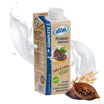 Produktbild von all in® COMPLETE VEGAN Protein Mahlzeit Hafer & K 14x 200ml - Hochkalorische Trinknahrung | Protein Shake | Mahlzeit | Gewichtszunahme | vegan