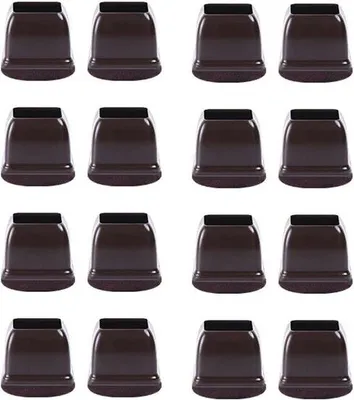 Produktbild von Famanu Stuhlbeinschutz Bodenprotektoren - Dunkel Rechteckig - 19-25mm - 16 Stück