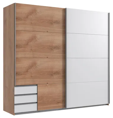 Produktbild von Schwebetürenschrank Emden Kleiderschrank Ausführung wählbar,Plankeneiche / weiß,225x64x210cm