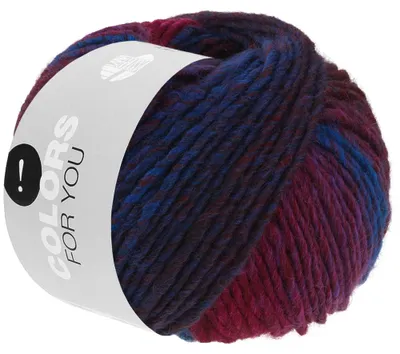 Produktbild von Lana Grossa COLORS FOR YOU 50 g voluminöses Dochtgarn mit Farbverlauf 90 m Farbe 161 - Schwarzblau/Stahlblau/Dunkelviolett/Aubergine