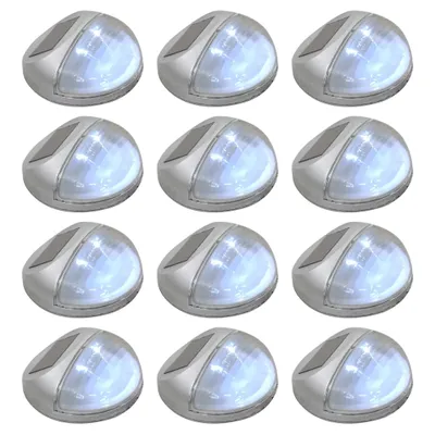 Image de Lampe solaire murale à LED d'extérieur 12 pcs Rond Argenté