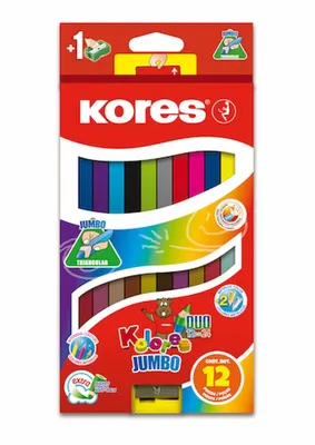 Immagine prodotto di Matite colorate Kores Kolores JUMBO DUO confezione da 12 + temperino in omaggio
