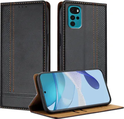 Produktbild von Handyhülle für Motorola Moto G22 Leder Flip Klappbare Schutzhülle mit Standfunktion Schwarz