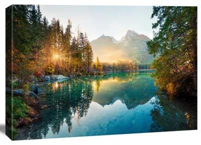 Produktbild von 5065 Leinwandbild Alpensee Sonnenaufgang 120x80 cm