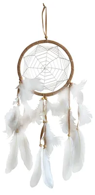 Produktbild von Traumfänger "Star Web" Leder braun mit weissem Netz, 16x55cm
